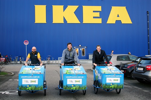 Die drei Lastenräder bei IKEA Freiburg.