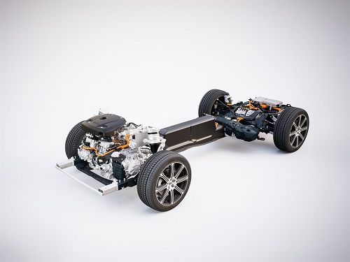 Der Antriebsstrang eines Twin-Engine-Modells von Volvo