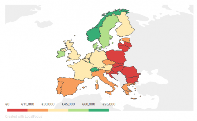 Das Bruttoinlandsprodukt in europäischen Ländern © European Automobile Manufacturers’ Association